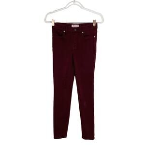 Madewell 9" High Rise Skinny Sateen Jeans 24 Burgundy Red Cotton Modal Stretch